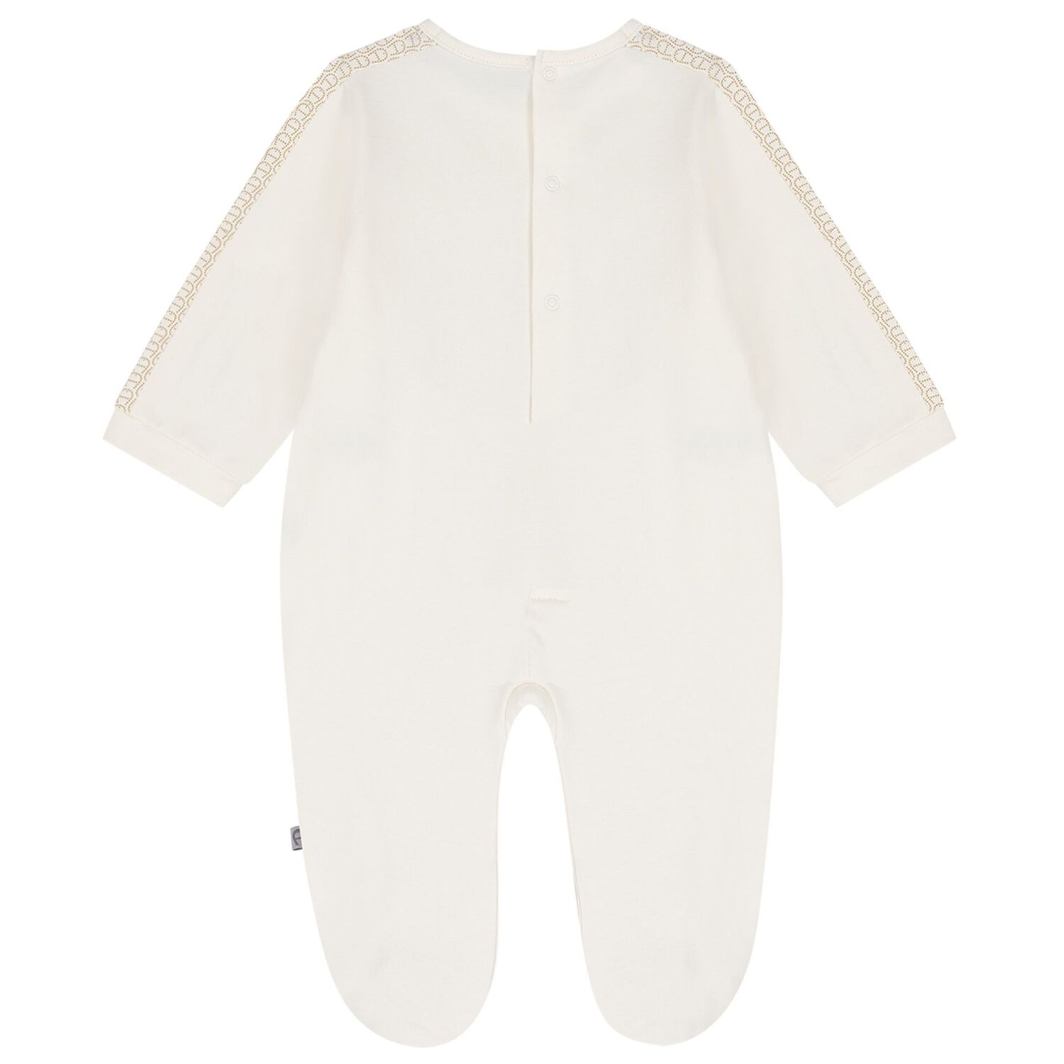 طقم هديه قبعه ومريله للاطفال بالشعار باللون العاجى والذهبي , 1, hi-res