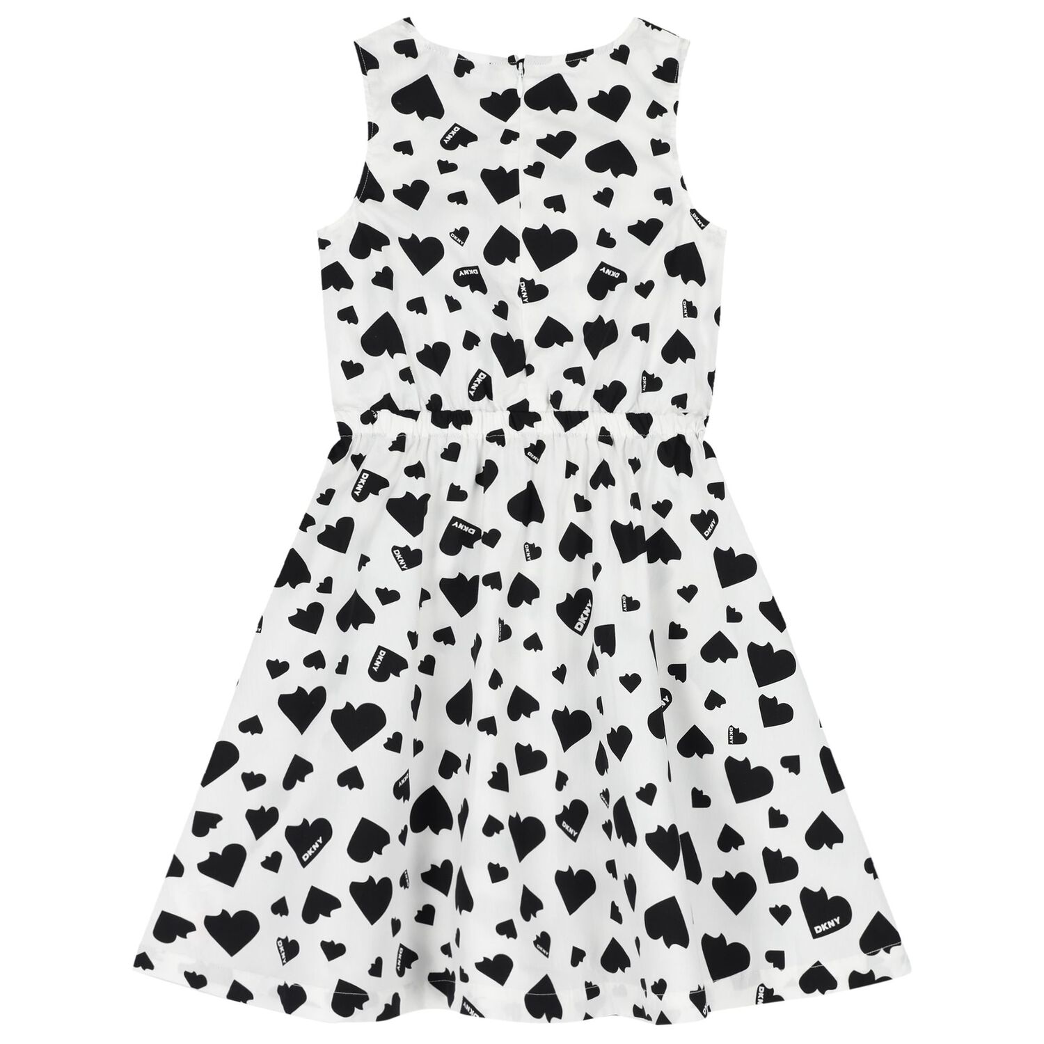 Girls White & Black Heart Dress, 1, hi-res
