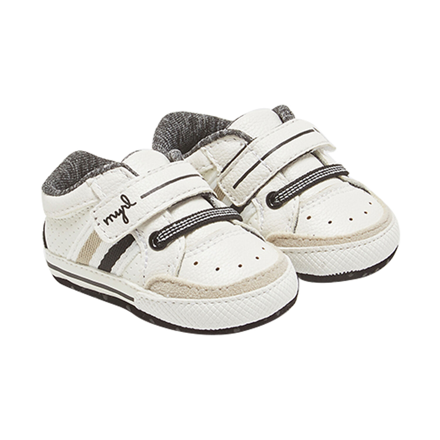 Baby Boys White & Navy TrainersÃ‚Â , 1, hi-res