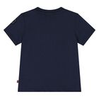 Younger Boys Navy Blue & White Logo T-Shirt, 2, hi-res