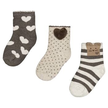 Younger Girls Beige, Ivory & Grey Socks ( 3 Pack )