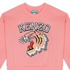 سويتشيرت بنات بالشعار باللون الوردي, 1, hi-res