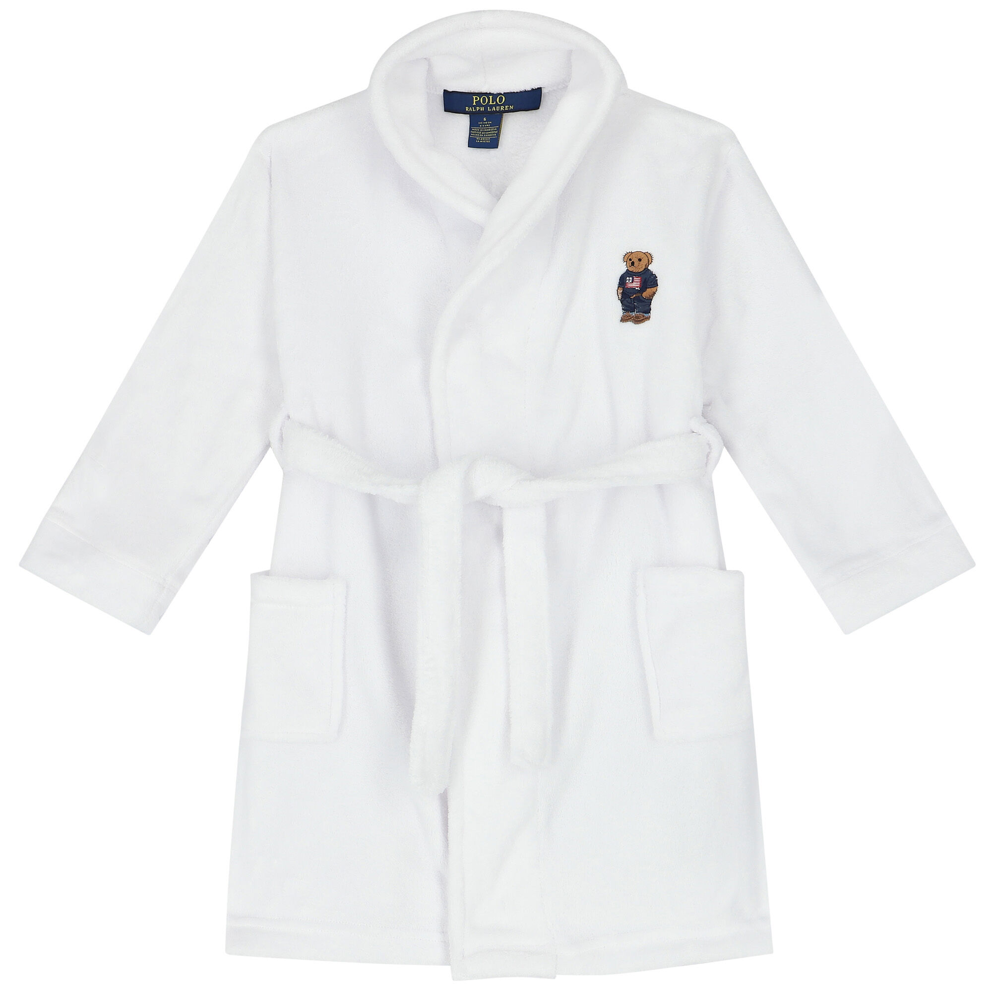 Ralph Lauren Boys White Polo Bear Bathrobe Junior Couture