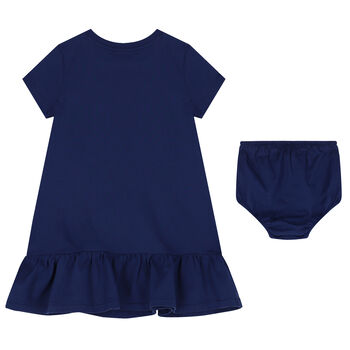 Younger Girls Blue Polo Bear Dress
