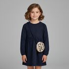 Girls Navy Blue Flower Dress Set, 2, hi-res