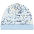 Baby Boys Ivory & Blue Geo Map Hat, 1, hi-res