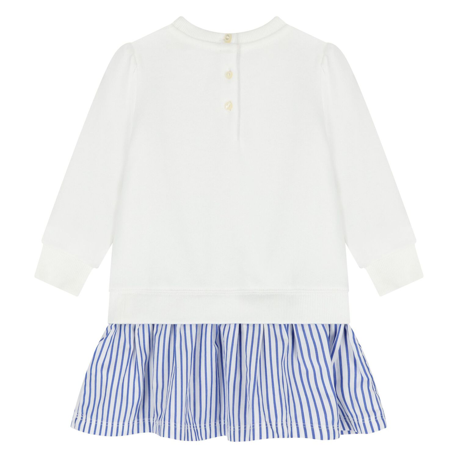 Baby Girls White Polo Bear Dress, 1, hi-res