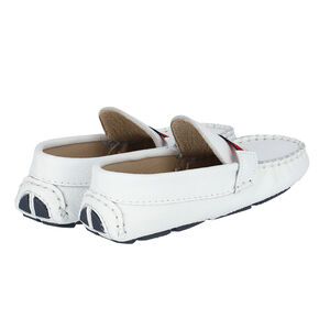 Boys White Leather Loafers