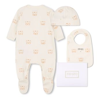 Ivory & Beige Tiger Logo Babygrow Gift Set