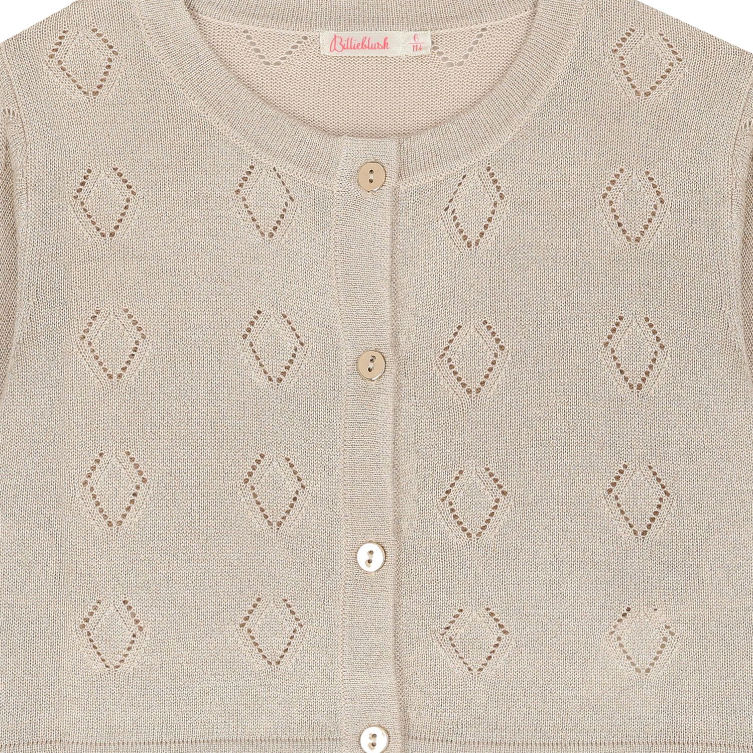 Girls Beige Knitted Cardigan, 1, hi-res image number null