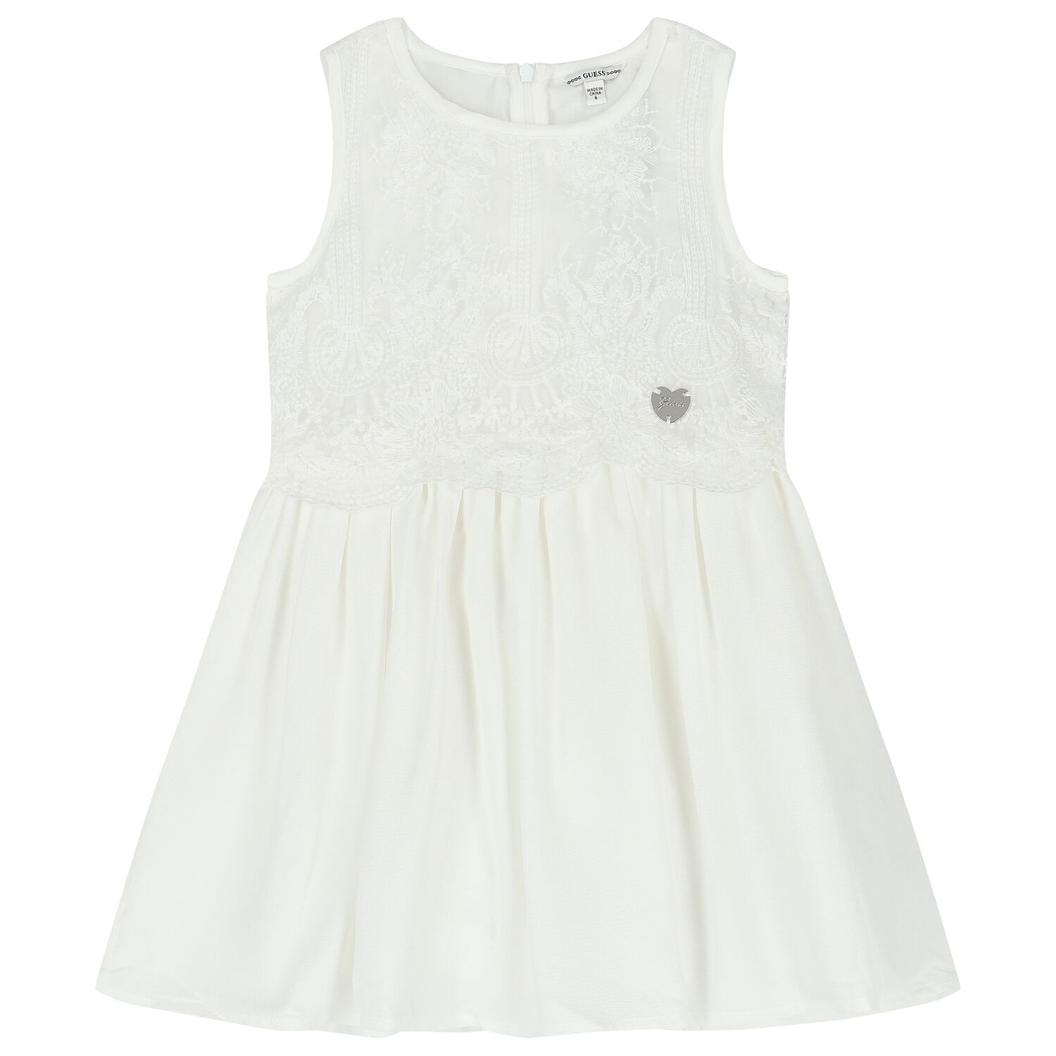 فستان بنات شيفون باللون الأبيض, 1, hi-res