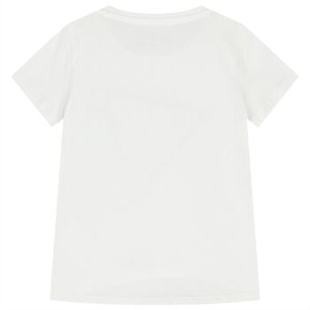 Girls White Embellished Logo T-Shirt
