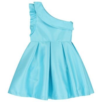 Girls Turquoise Asymmetric Dress