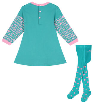 Girls Green & Pink Dress Set