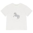 Girls Ivory Horse Logo T-Shirt, 1, hi-res