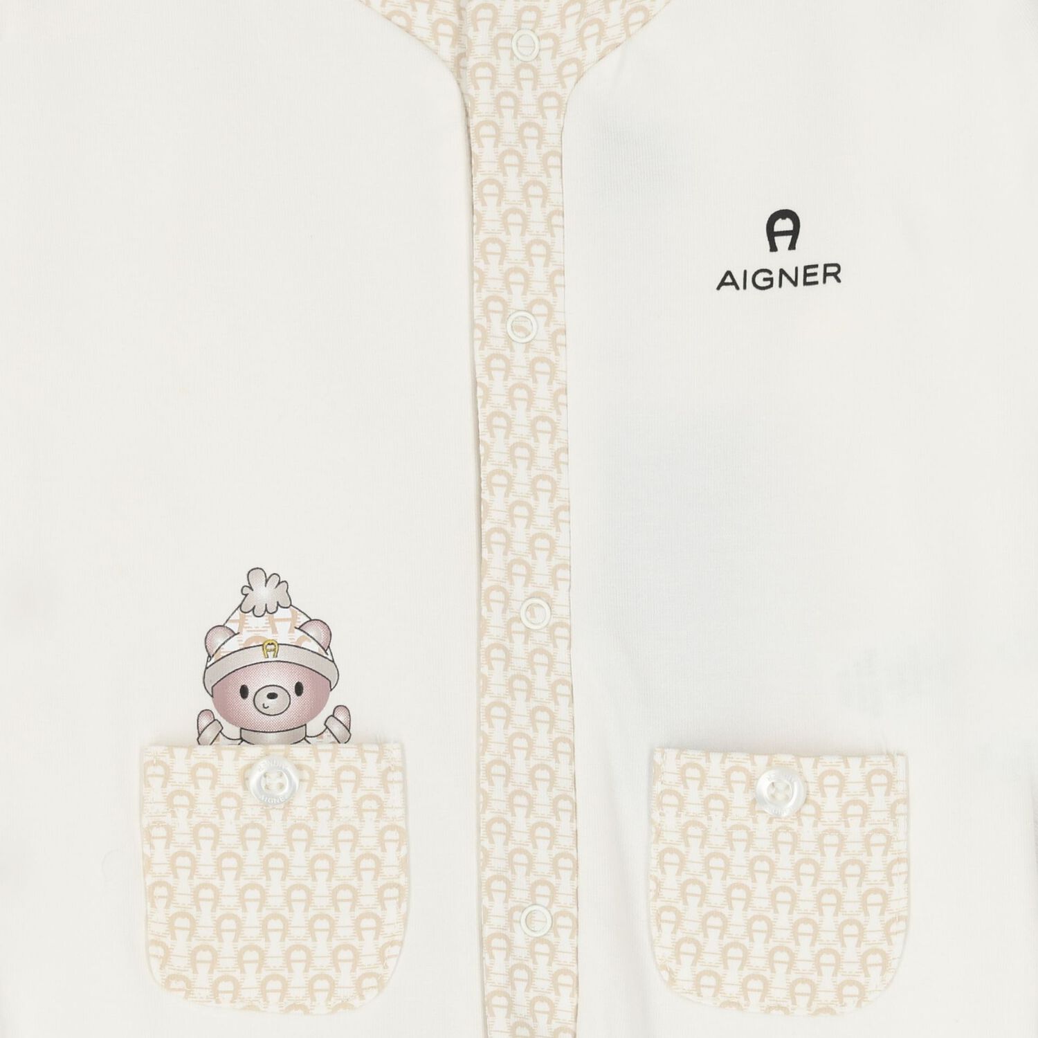 Ivory Teddy Bear Logo Babygrow, 1, hi-res