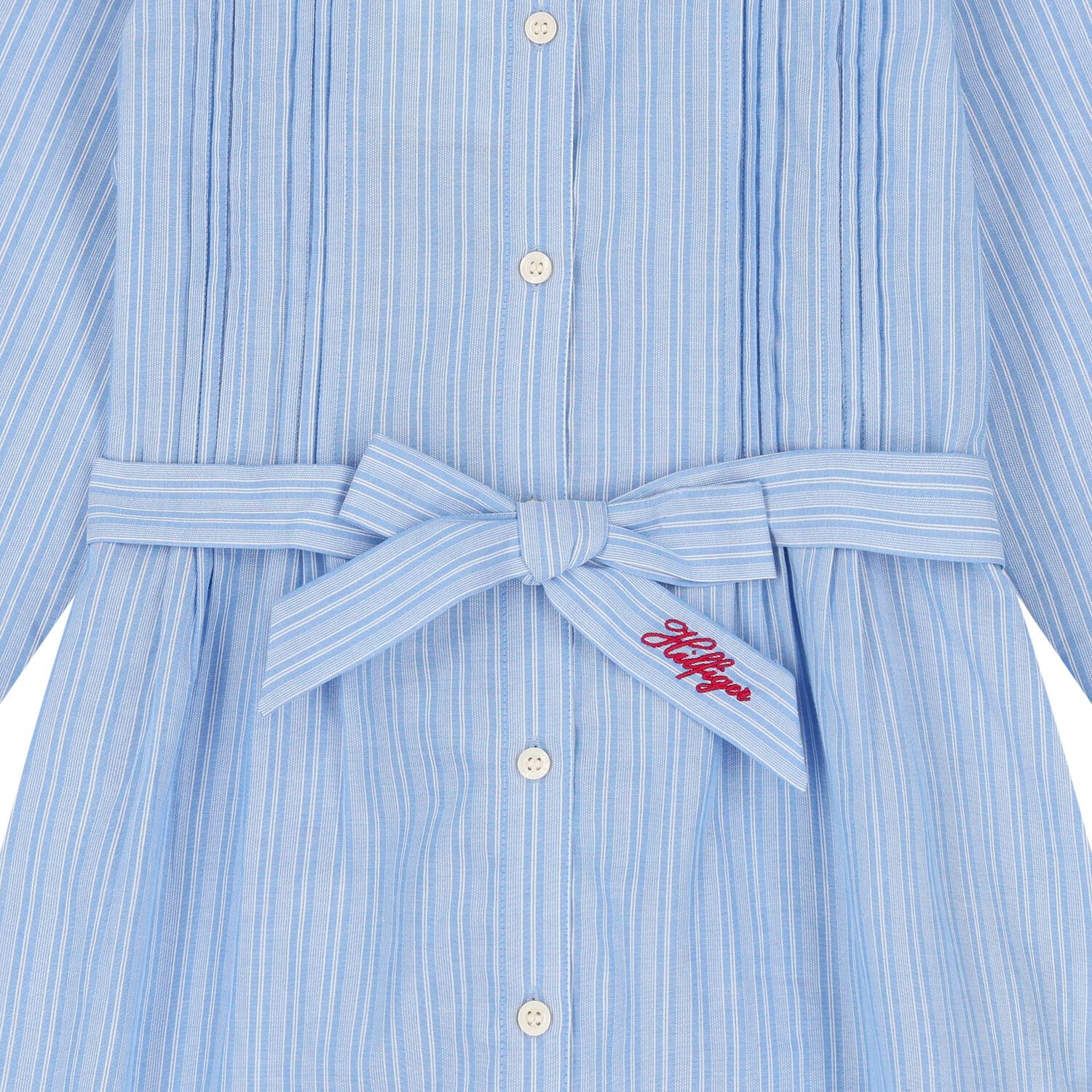 Girls Blue Striped Shirt Dress, 2, hi-res