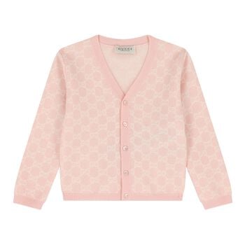 Baby Girls Pink Logo Jacquard Cardigan