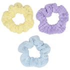 Girls Blue, Yellow & Purple Crinkle Scrunchies ( 3 Pack ), 2, hi-res