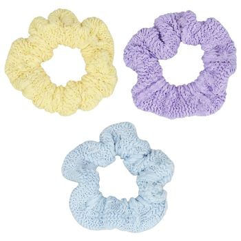 Girls Blue, Yellow & Purple Crinkle Scrunchies ( 3 Pack )