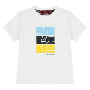 Younger Boys White Logo T-Shirt