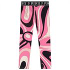 Girls Pink Vortice Logo Leggings, 1, hi-res