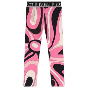 Girls Pink Vortice Logo Leggings