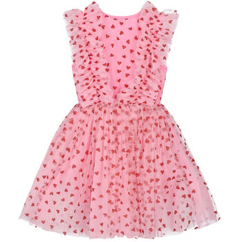 Girls Pink Tulle Heart Dress