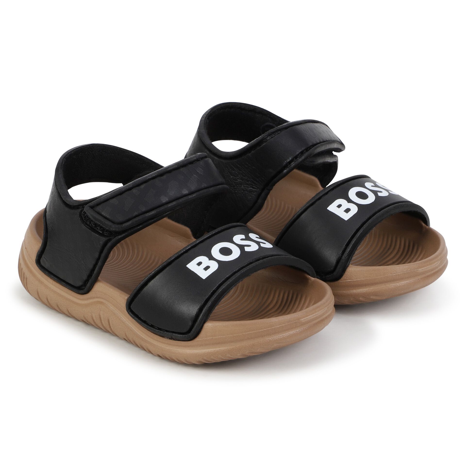 BOSS Boys Black Beige Sandals Junior Couture USA