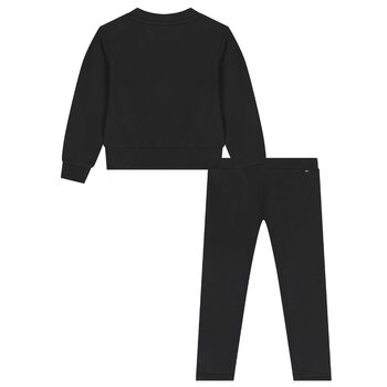 Girls Black Logo Leggings Set
