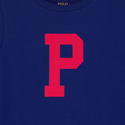 تيشيرت بالشعار باللون الأزرق للبنات, 1, hi-res