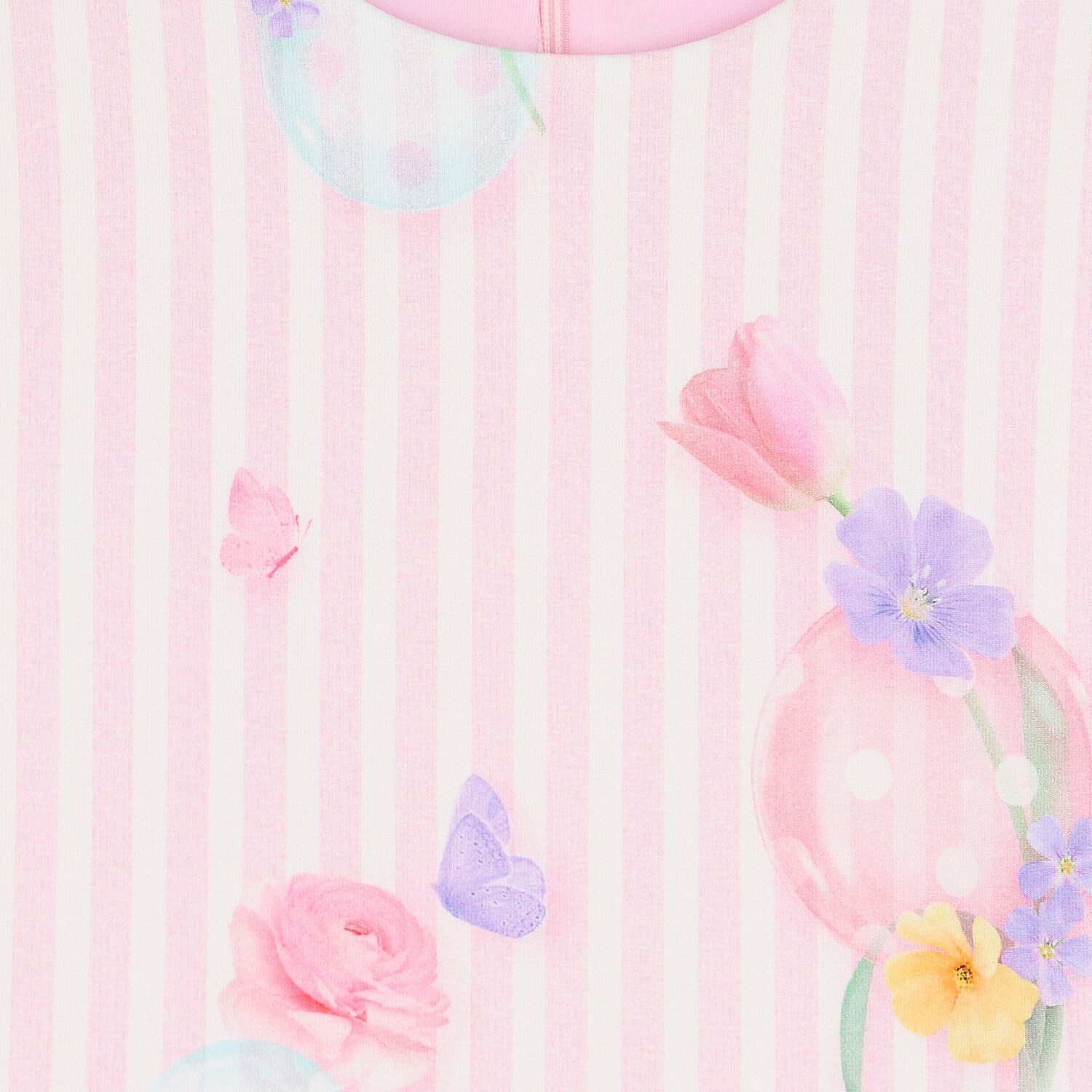 Girls Pink Striped Floral Dress, 1, hi-res image number null