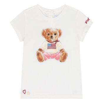 Baby Girls Ivory Polo Bear T-Shirt