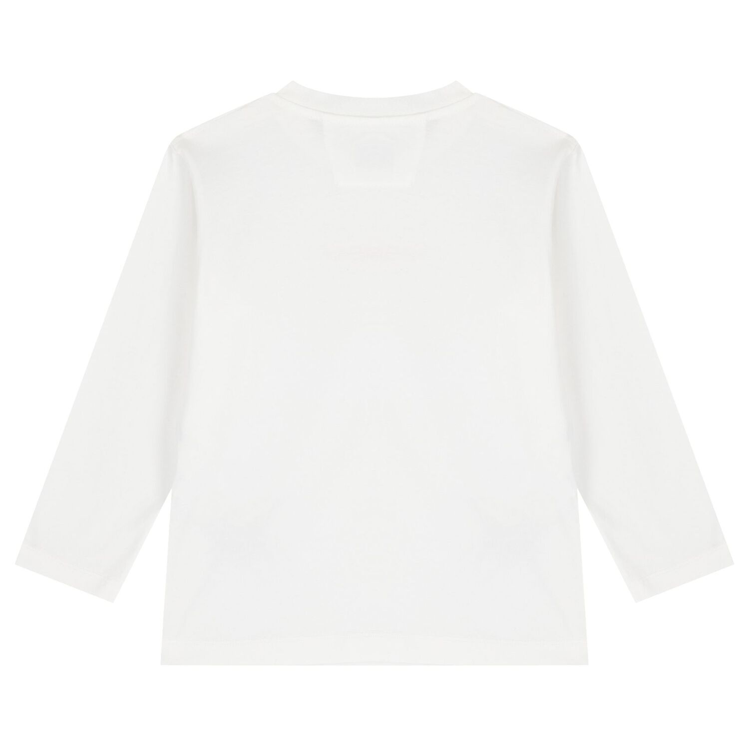 Boys White Logo Long Sleeve Top , 1, hi-res