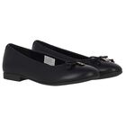 Girls Black Bow Ballerina Shoes, 1, hi-res