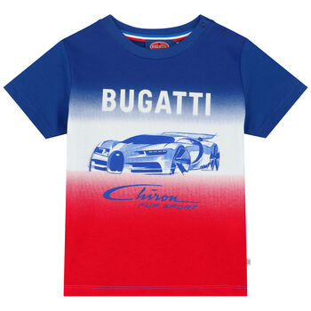 Younger Boys Blue, White & Red Logo T-Shirt