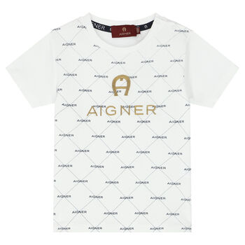 Younger Boys White Logo T-Shirt