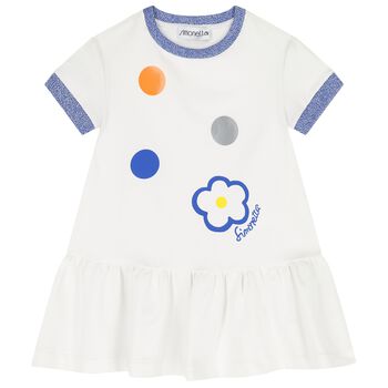 Girls White & Blue Dress