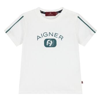 Younger Boys White Logo T-Shirt