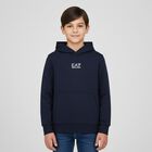 Boys Navy Blue Logo Hooded Top, 4, hi-res