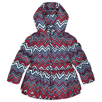 Girls Multi-Colored Zig Zag Padded Coat