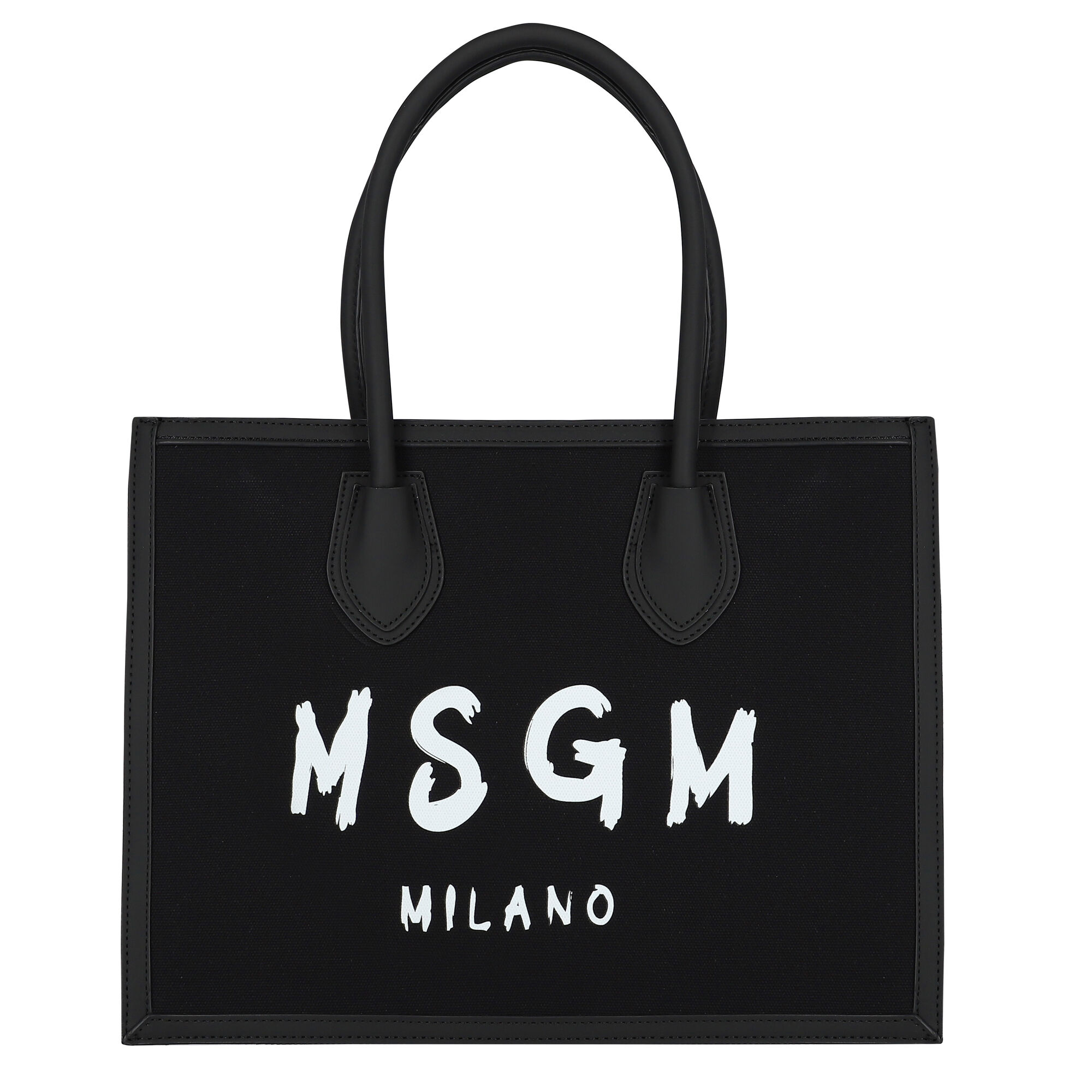 MSGM Girls Black White Logo Tote Bag Junior Couture