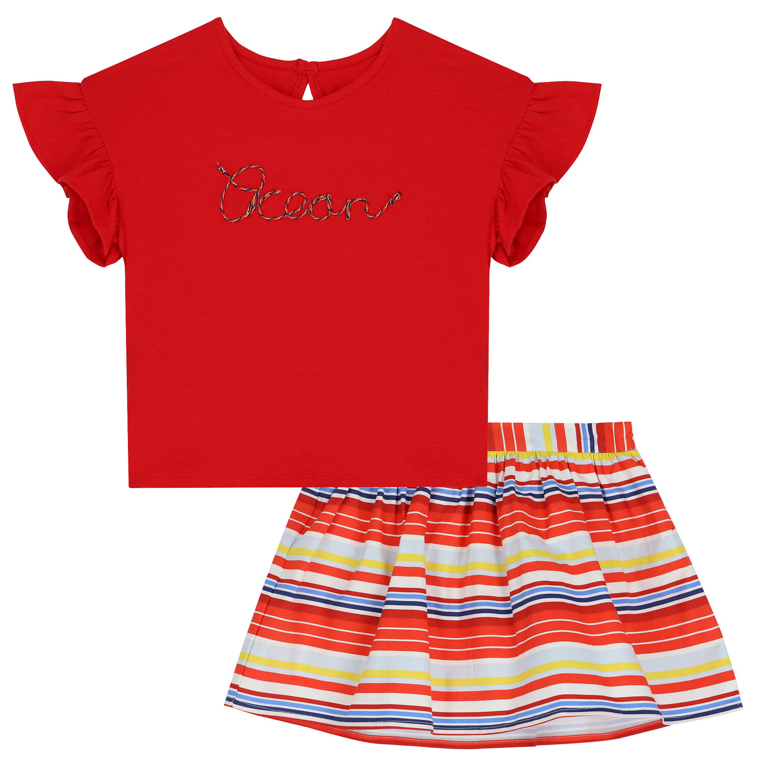 Girls Red Skirt Set, 1, hi-res