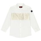 Boys White & Gold Logo Shirt, 1, hi-res