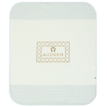 Ivory & Blue Baby Blanket