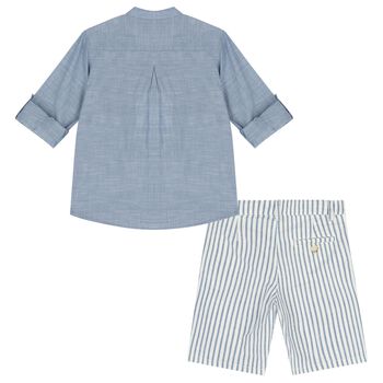Boys Blue & Ivory Shorts Set
