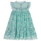 Girls Green Embellished Tulle Dress, 3, hi-res