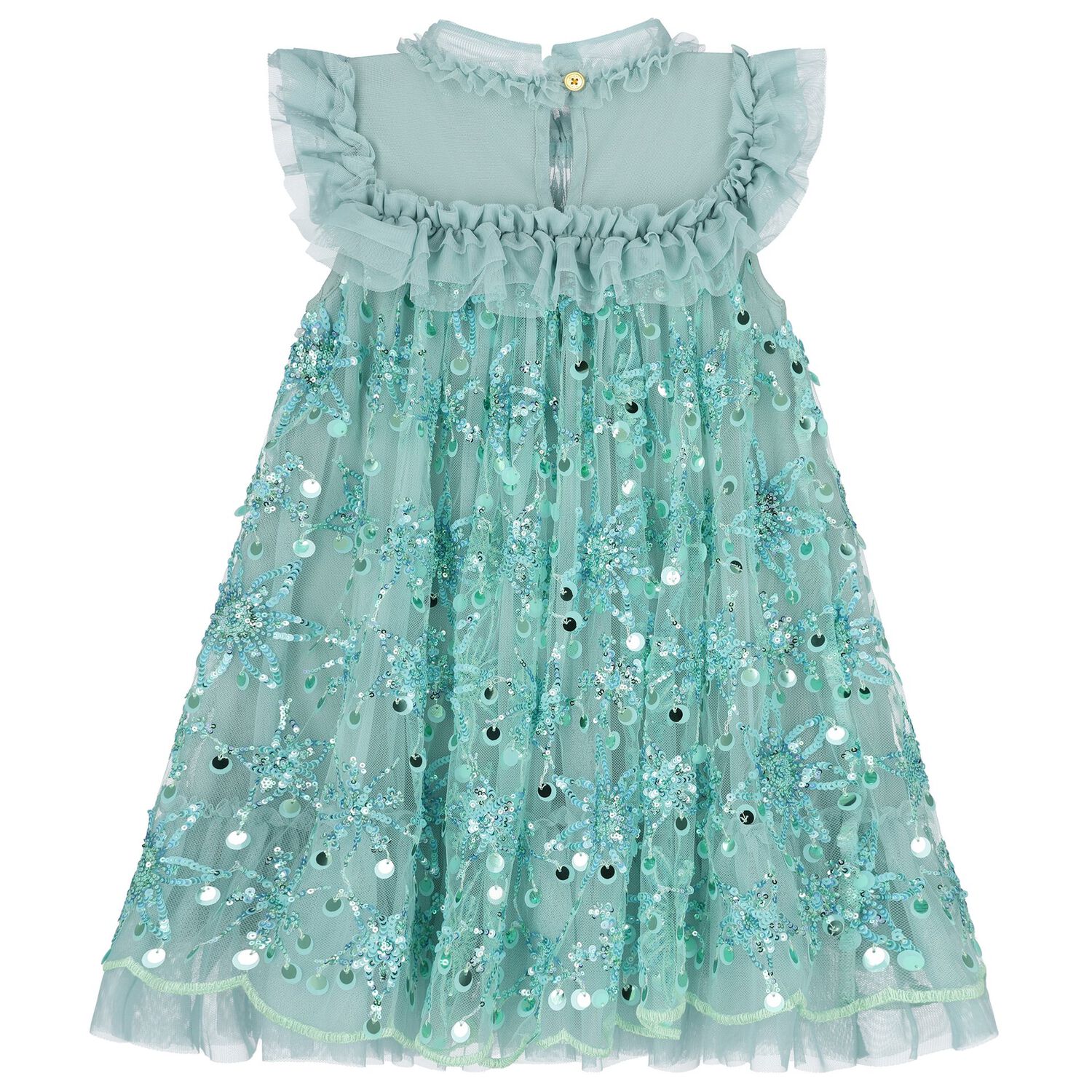 Girls Green Embellished Tulle Dress, 3, hi-res image number null