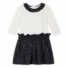 Baby Girls Navy & White Dress, 1, hi-res