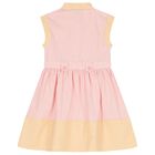 Girls Pink Logo Striped Dress, 1, hi-res